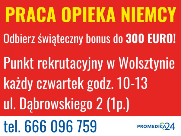 Świateczny bonus do 300 EURO!<p>PRACA OPIEKA NIEMCY</p>